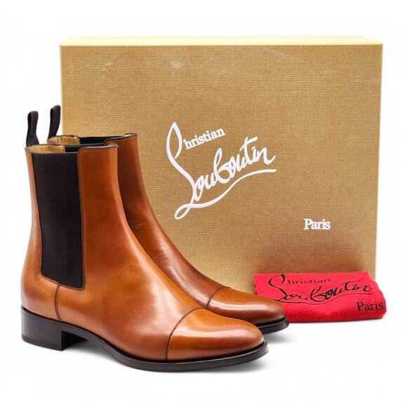 Christian Louboutin Antonio Chelsea Leather Boots - Brown - EU 40 / US 7 $1350 - Picture 1 of 8
